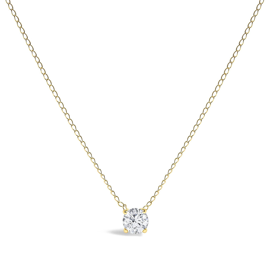 Collana con pendente solitario galleggiante in oro 14 carati con diamante da 1/2 carato, creato in laboratorio - 18 pollici - Friggin Jewelry