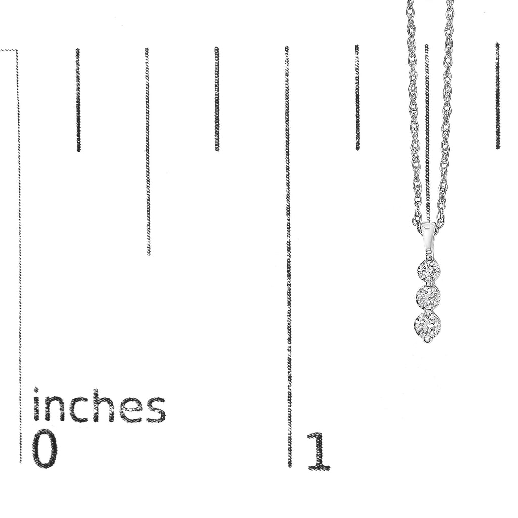 .925 Sterling Silver 1/7 Cttw Lab Grown Diamond Three Stone Diamond Pendant Necklace - 18" Inches - Friggin Jewelry