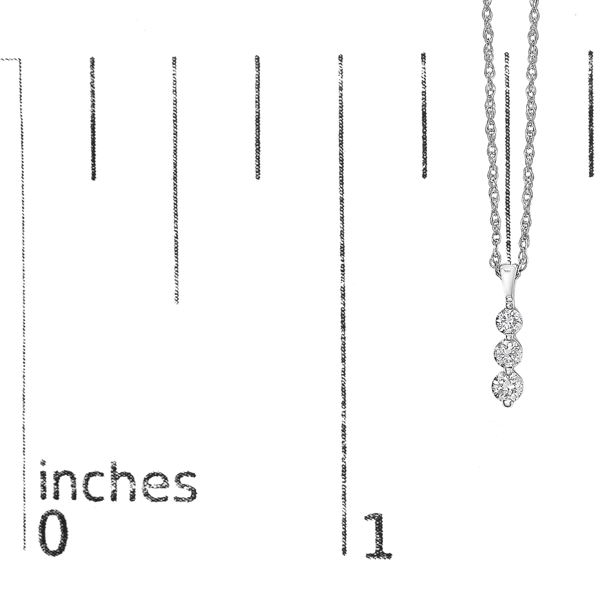 .925 Sterling Silver 1/7 Cttw Lab Grown Diamond Three Stone Diamond Pendant Necklace - 18" Inches - Friggin Jewelry