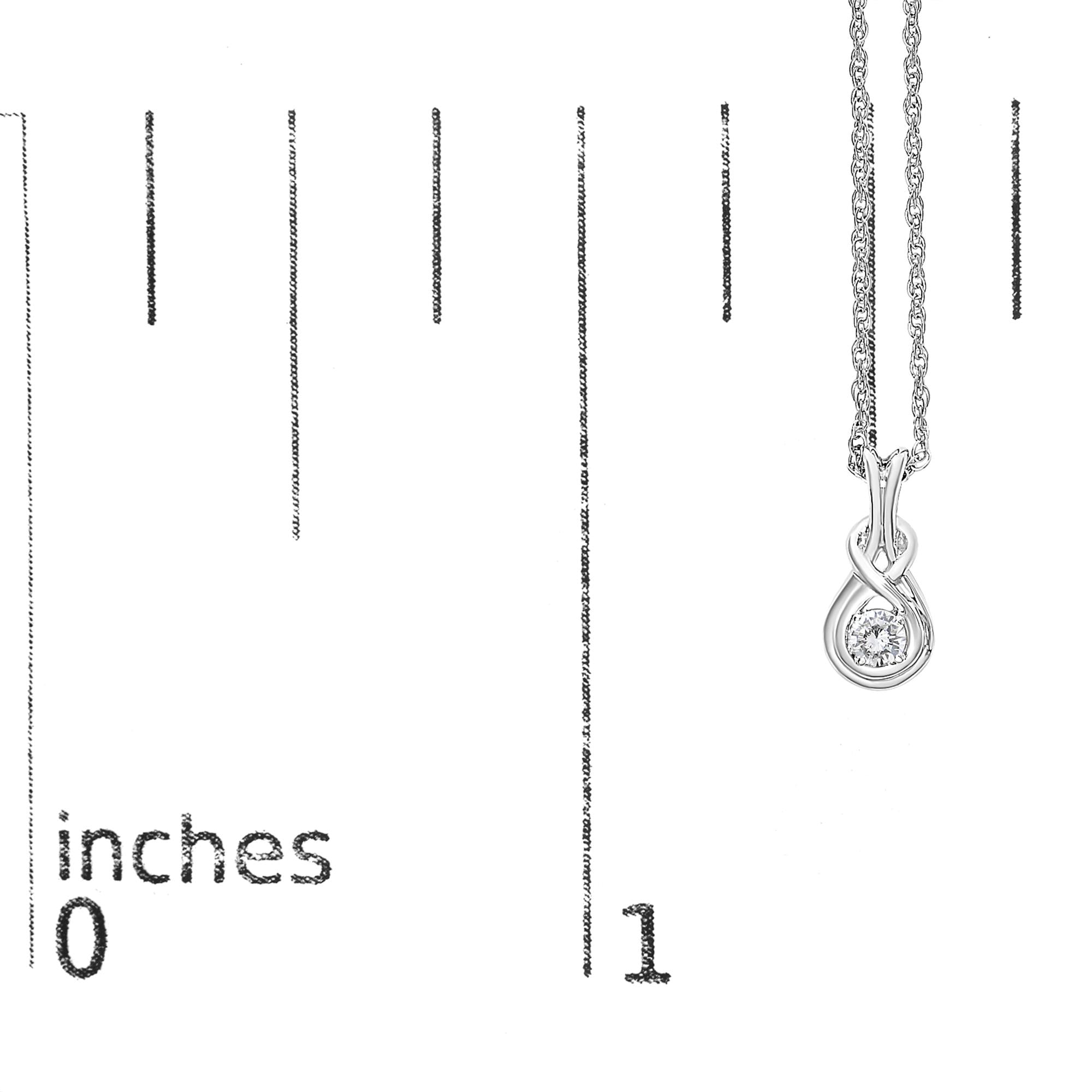 .925 Sterling Silver 1/10 Cttw Lab Grown Diamond Love Knot Solitaire Pendant Necklace - Size 18 Inches - Friggin Jewelry