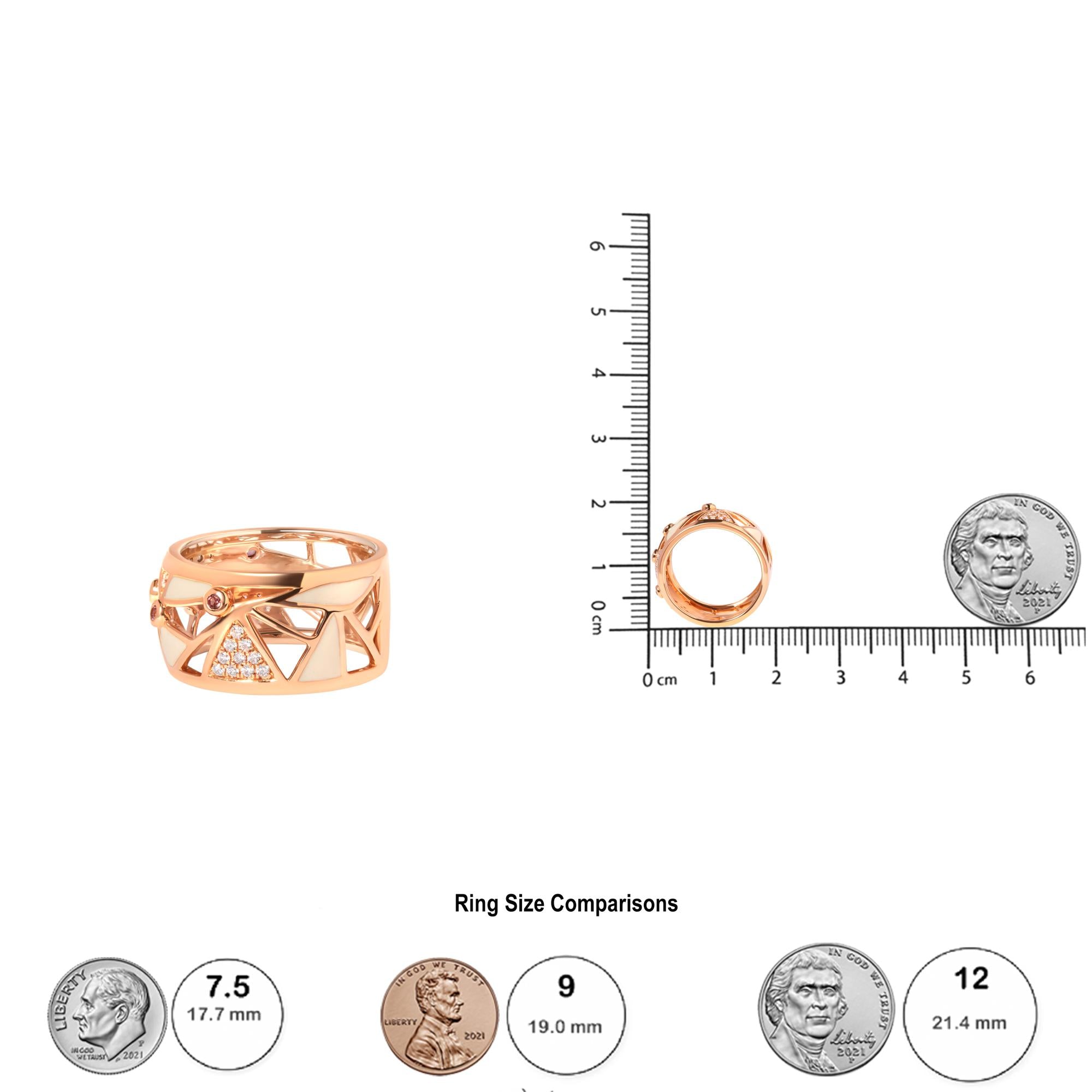 Anello a fascia con diamanti da 1/3 ct e tormalina rosa in oro rosa 14 carati con smalto bianco (colore GH, purezza SI1-SI2) - Friggin Jewelry