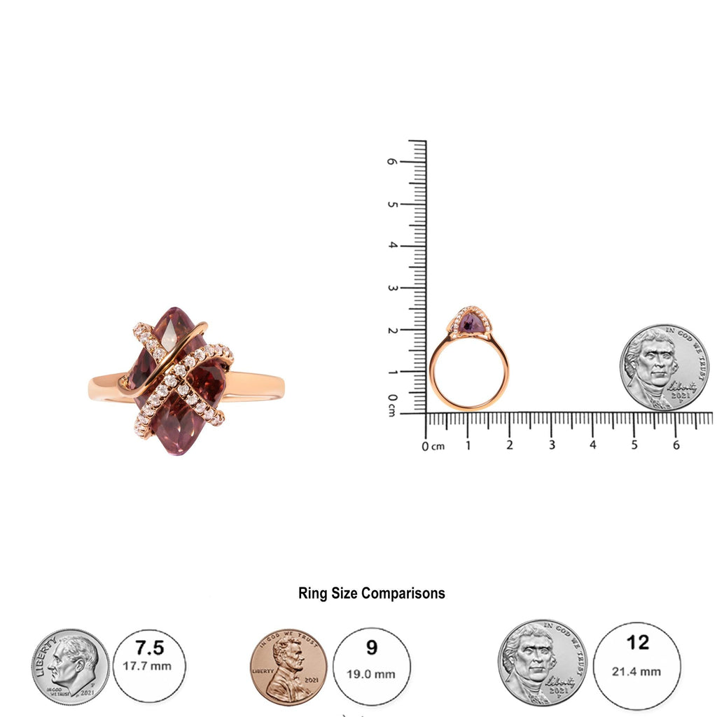 14K Rose Gold 1/5 Cttw Diamond Wrapped 15x15 MM Purple Amethyst Cocktail Ring (G-H Color, SI1-SI2 Clarity) - Friggin Jewelry