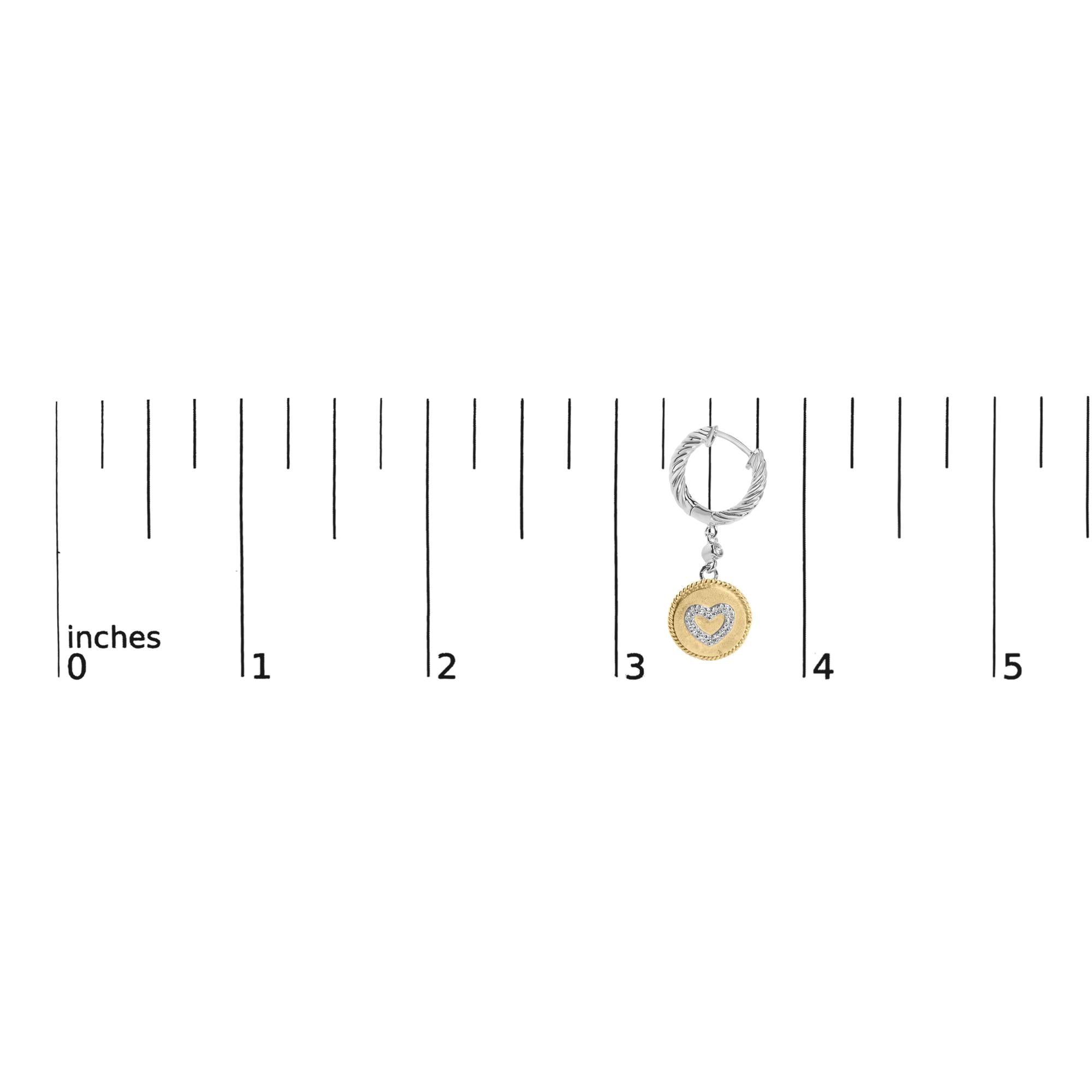 18K Yellow Gold Plated .925 Sterling Silver 1/8 Cttw Diamond Heart Medallion Drop and Dangle Earring (I-J Color, SI1-SI2 Clarity) - Friggin Jewelry