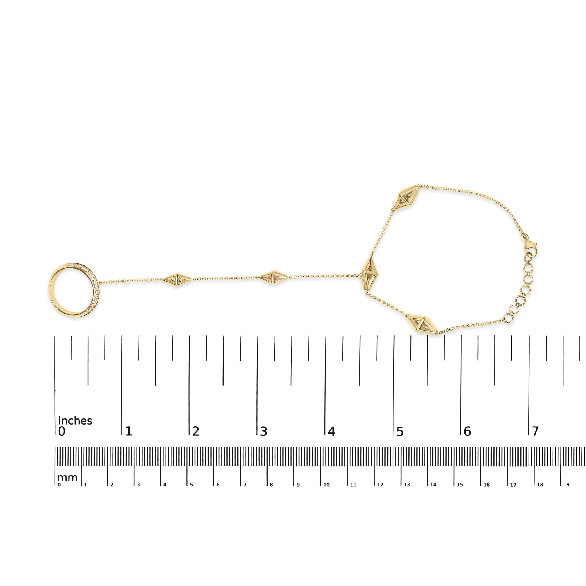 14K Yellow Gold 1/4 Cttw Diamond Ring and Bracelet Hand Chain (G-H Color, SI1-SI2 Clarity) - 7" - Friggin Jewelry Premium