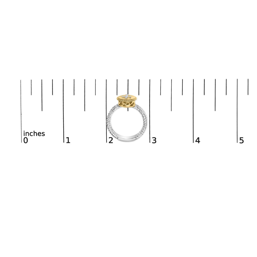 18K Yellow Gold Plated .925 Sterling Silver Diamond Cross Ring with Satin Finish (I-J Color, SI1-SI2 Clarity) - Friggin Jewelry