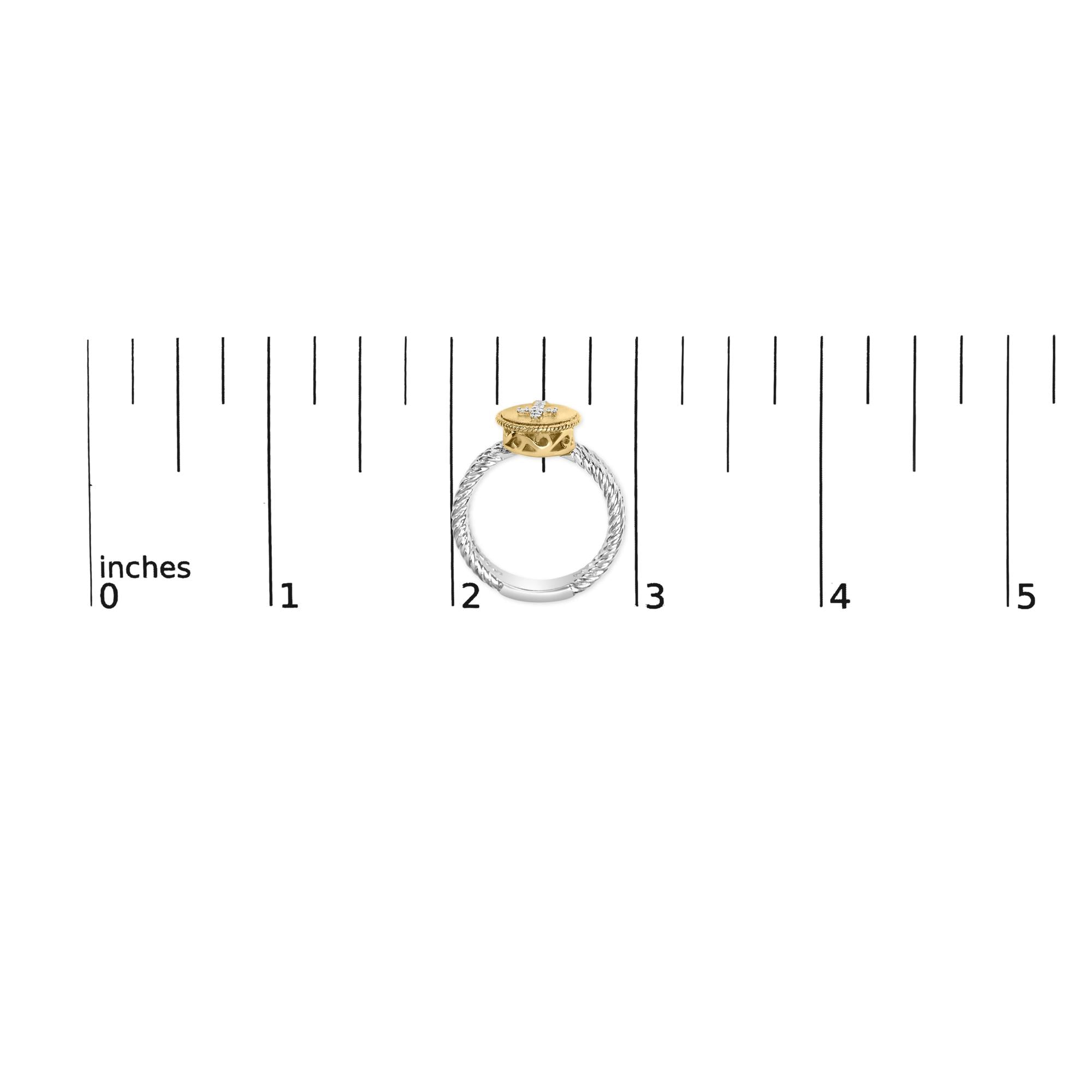 18K Yellow Gold Plated .925 Sterling Silver Diamond Cross Ring with Satin Finish (I-J Color, SI1-SI2 Clarity) - Friggin Jewelry