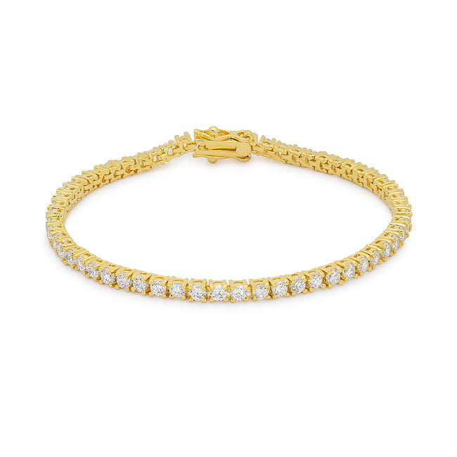 Golden Icon Signature Line Goldtone Finish Victorian Cubic Zirconia Tennis 8 Inch Bracelet - Friggin Jewelry Fashion