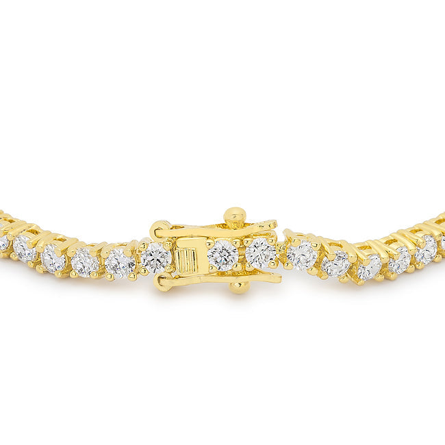 Golden Icon Signature Line Goldtone Finish Victorian Cubic Zirconia Tennis 8 Inch Bracelet - Friggin Jewelry Fashion