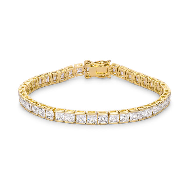 Velvet Heroine Modern Edit Princess Cut CZ Gold Tone Tennis Bracelet - Friggin Jewelry Fashion