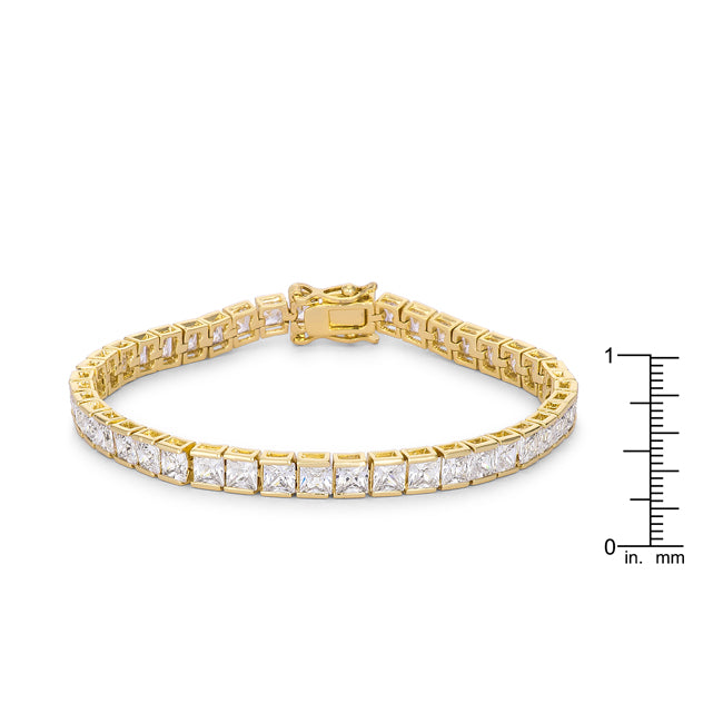 Velvet Heroine Modern Edit Princess Cut CZ Gold Tone Tennis Bracelet - Friggin Jewelry Fashion