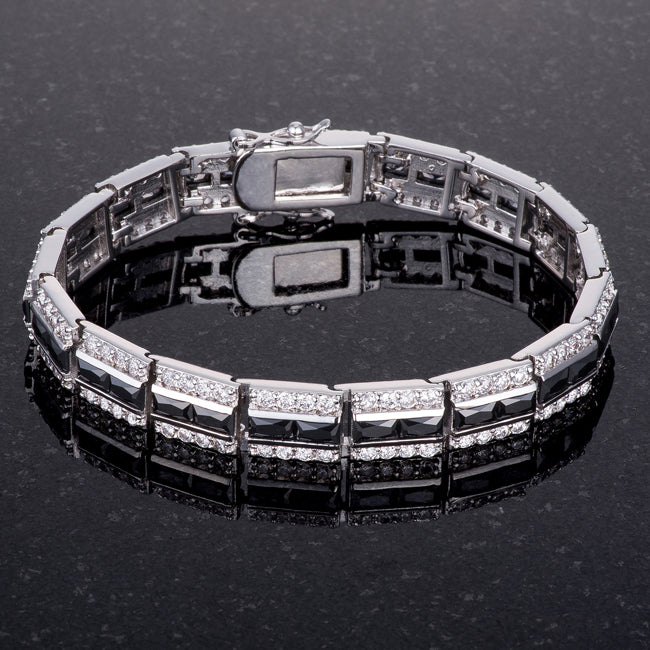 Clever Spark Modern Line Balboa Onyx Cubic Zirconia Bracelet - Friggin Jewelry Fashion