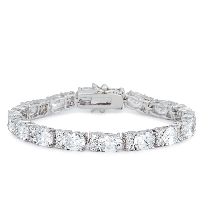 Bold Spark Pure Line Oversized Oval Cubic Zirconia Tennis Bracelet - Friggin Jewelry Fashion