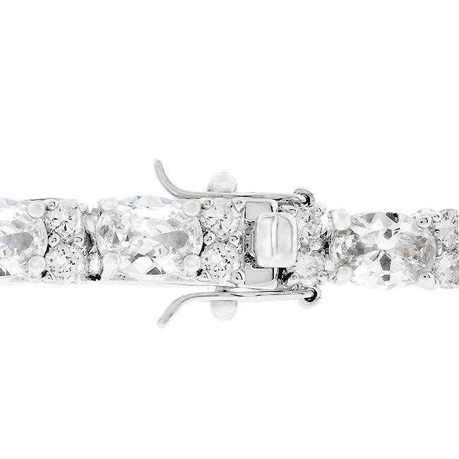 Bold Spark Pure Line Oversized Oval Cubic Zirconia Tennis Bracelet - Friggin Jewelry Fashion