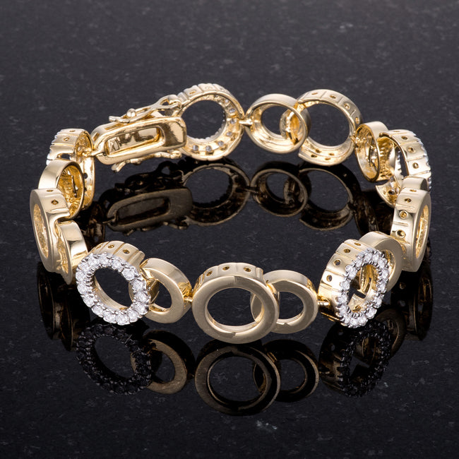 Covetable Icon Classic Line Circle Bijoux 7 Inch Two Tone Bracelet - Friggin Jewelry Fashion