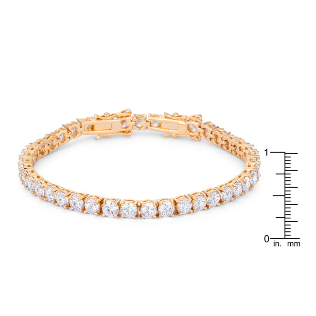 Sultry Edge Classic Muse 17.6 Ct Gold Plated Tennis Bracelet with Shimmering Round CZ - Friggin Jewelry Fashion
