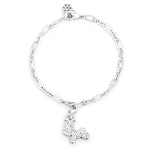 Minimal Edge Timeless Edit Rudy 0.25ct CZ Rhodium Reindeer Charm Bracelet - Friggin Jewelry Fashion