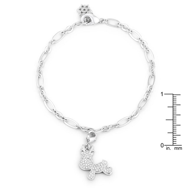 Minimal Edge Timeless Edit Rudy 0.25ct CZ Rhodium Reindeer Charm Bracelet - Friggin Jewelry Fashion