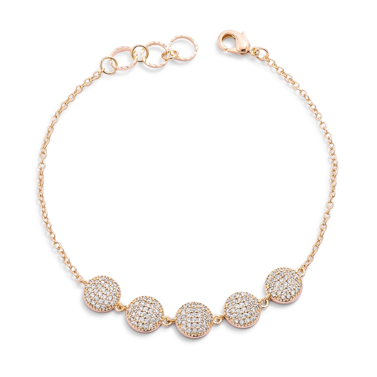Classic Form Contemporary Edit 0.8ct CZ Goldtone Pave Disc Bracelet - Friggin Jewelry Fashion