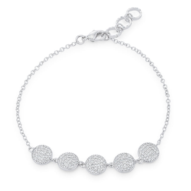 Refined Whisper Signature Edit Carol 0.8ct CZ Rhodium Pave Disc Bracelet - Friggin Jewelry Fashion