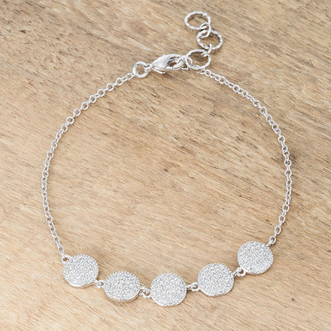 Refined Whisper Signature Edit Carol 0.8ct CZ Rhodium Pave Disc Bracelet - Friggin Jewelry Fashion