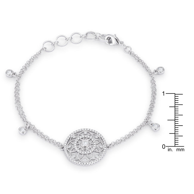 Essential Spark Refined Edit .5 Ct Rhodium Bracelet with Interlocking Circles and CZ - Friggin Jewelry Fashion