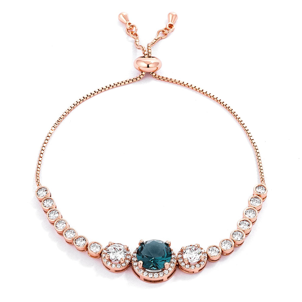 Sleek Form Signature Edit Adjustable Rose Gold Plated Graduated CZ Bolo Style Tennis Bracelet - Friggin Jewelry Fashion