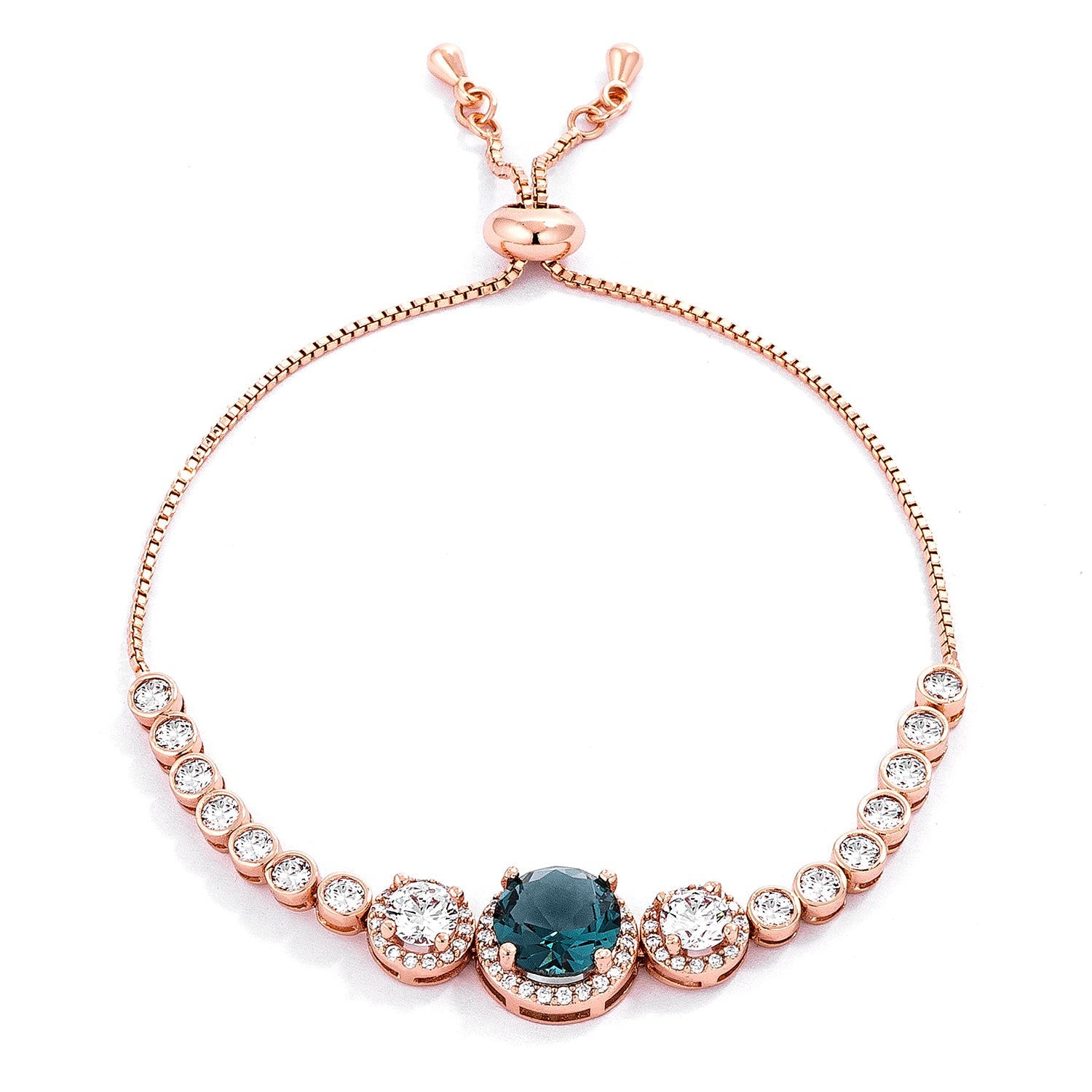 Sleek Form Signature Edit Adjustable Rose Gold Plated Graduated CZ Bolo Style Tennis Bracelet - Friggin Jewelry Fashion