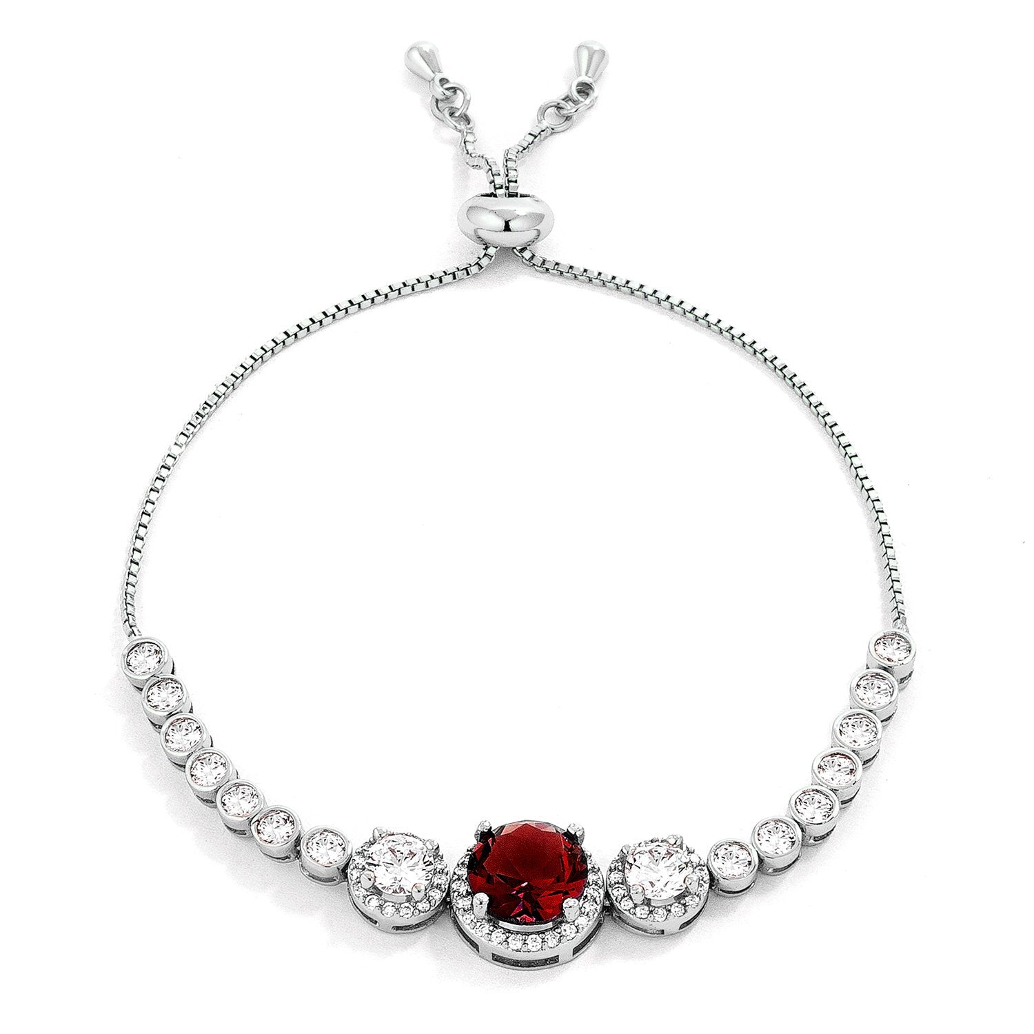 Radiant Edge Classic Series Deep Red and Clear CZ Bolo Style Tennis Bracelet - Friggin Jewelry Fashion