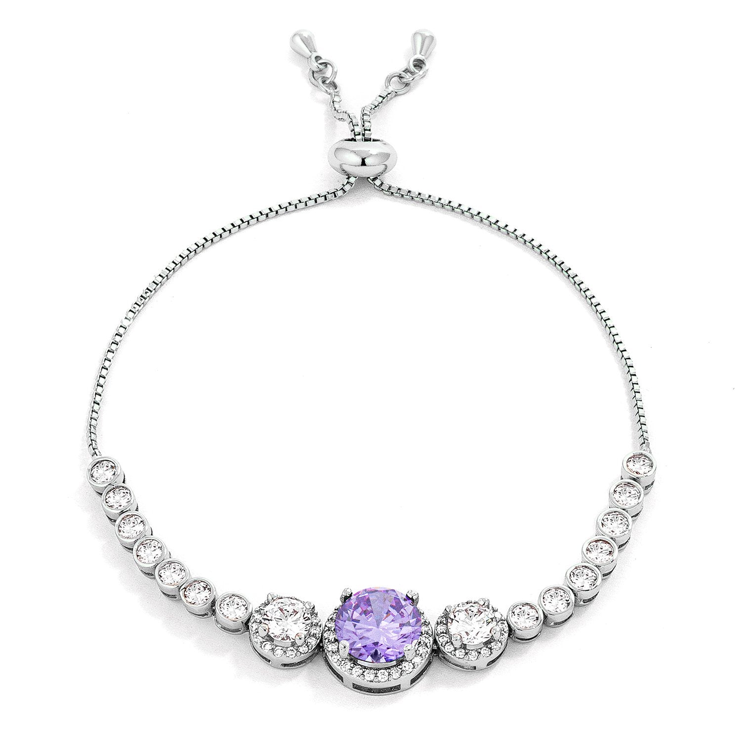 Timeless Spark Heritage Edit Graduated Lavender & Clear CZ Bolo Style Tennis Bracelet - Friggin Jewelry Fashion