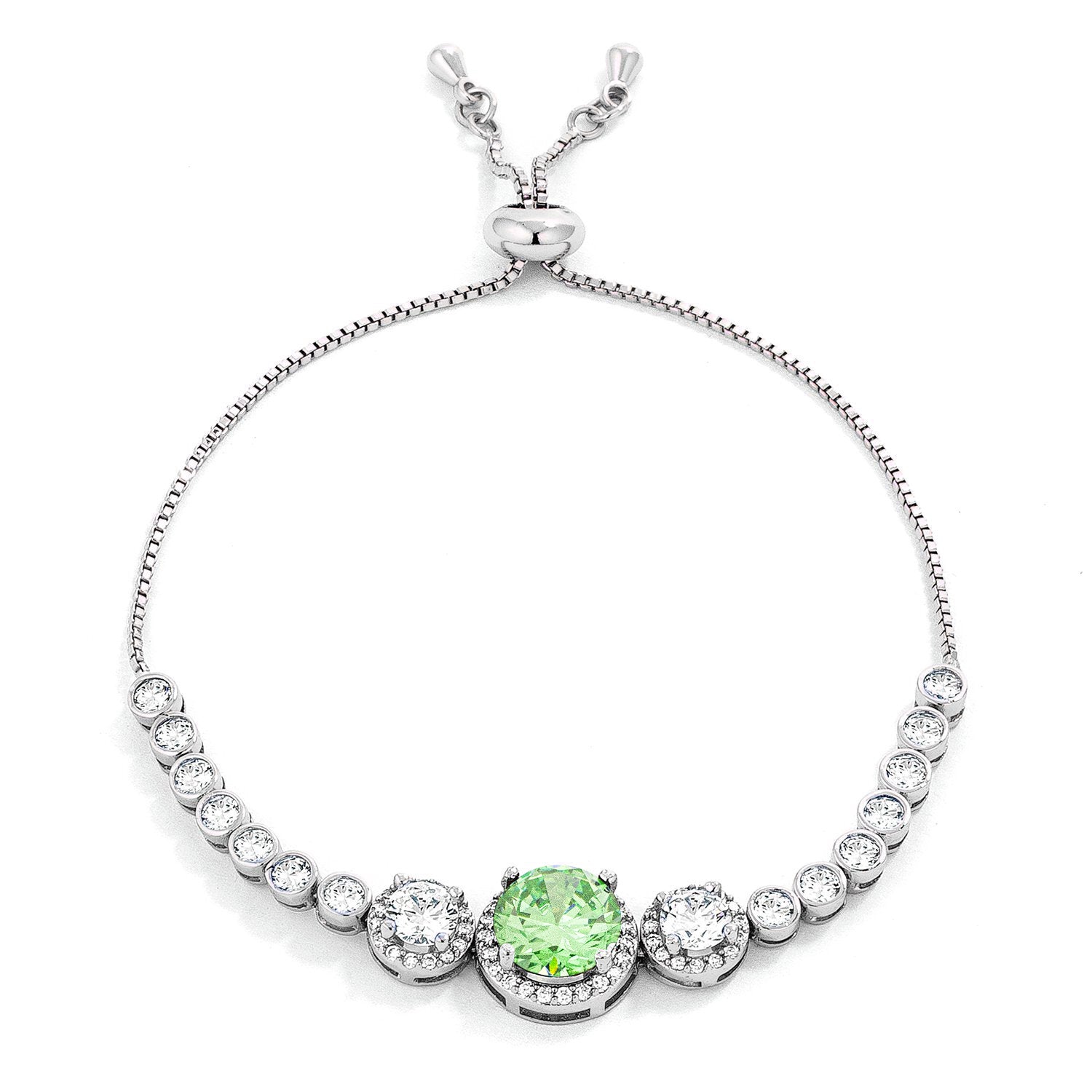 Polished Legacy Icon Series Adjustable Light Green & Clear CZ Bolo Style Tennis Bracelet - Friggin Jewelry Fashion