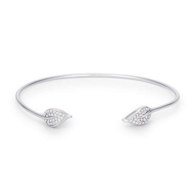 Rebel Edge Signature Form Trendy Rhodium Bracelet with Clear Cubic Zirconia Accents - Friggin Jewelry Fashion