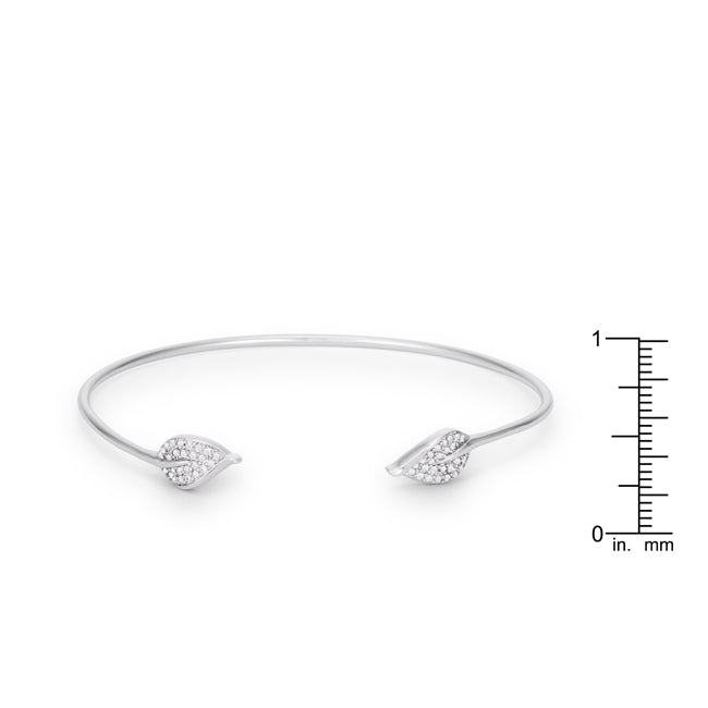 Rebel Edge Signature Form Trendy Rhodium Bracelet with Clear Cubic Zirconia Accents - Friggin Jewelry Fashion