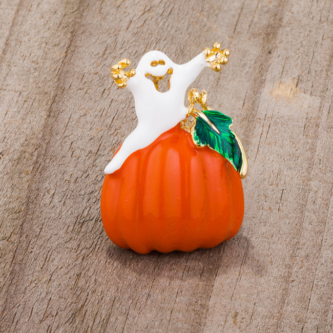 Twilight Drama Icon Series Pumpkin And Ghost Brooch With Crystals - Friggin Jewelry Fashion