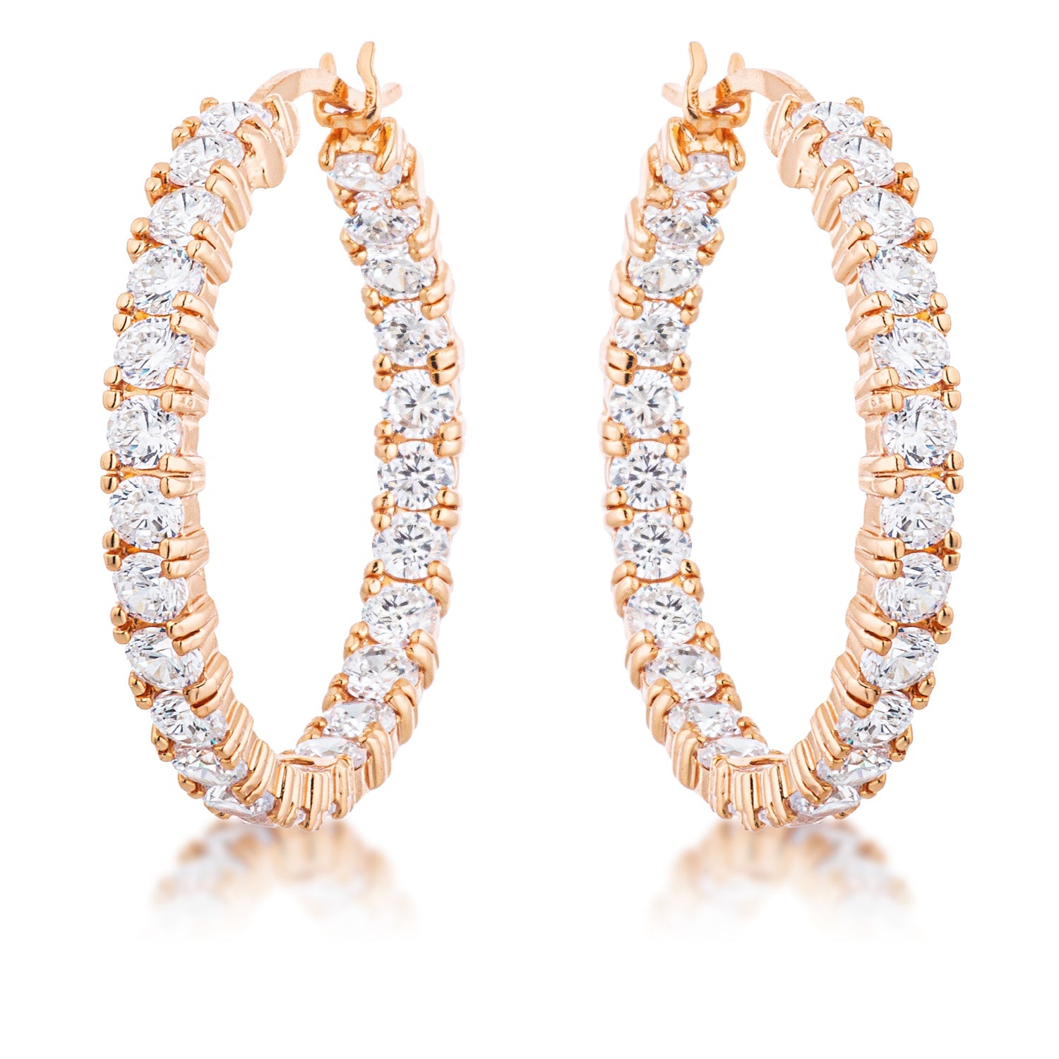 Daily Luxe Classic Edit Rose Gold Plated CZ Hoop Earrings - Friggin Jewelry Fashion