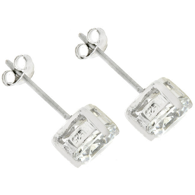 Bright Spark Confident Edit Clear Silver Round Studs 6.25 MM Earrings - Friggin Jewelry Fashion