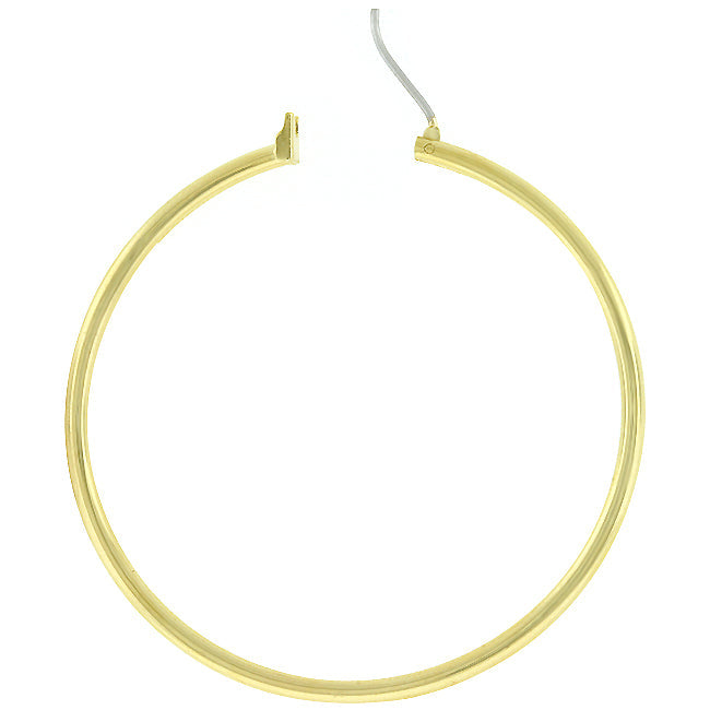 Sleek Spark Polished Line Large Golden Hoop Earrings - Friggin Jewelry Fashion