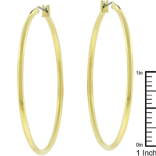 Sleek Spark Polished Line Large Golden Hoop Earrings - Friggin Jewelry Fashion