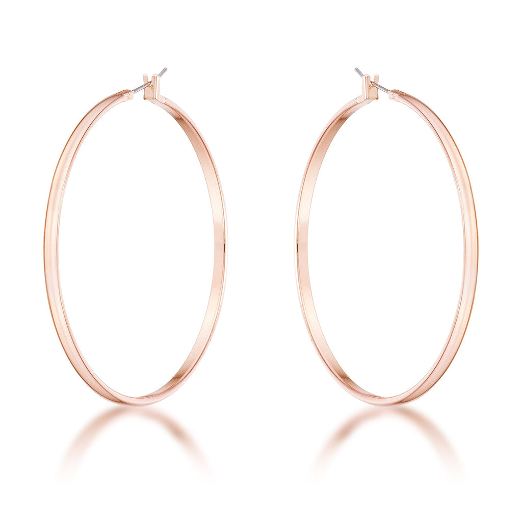 Striking Glow Modern Edit 55mm Rose Gold Plated Classic Hoop Earrings - Friggin Jewelry Fashion