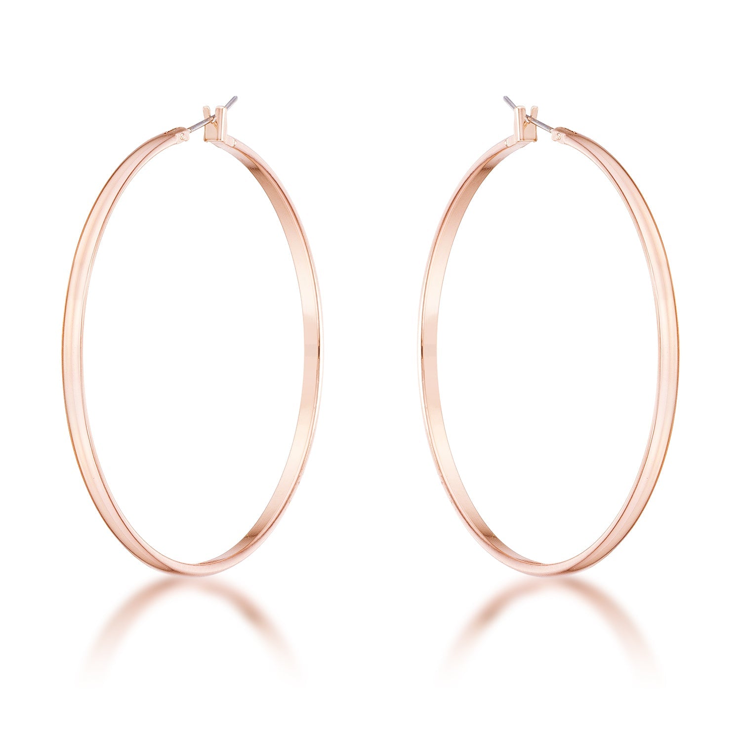 Striking Glow Modern Edit 55mm Rose Gold Plated Classic Hoop Earrings - Friggin Jewelry Fashion