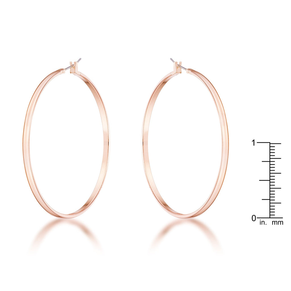 Striking Glow Modern Edit 55mm Rose Gold Plated Classic Hoop Earrings - Friggin Jewelry Fashion
