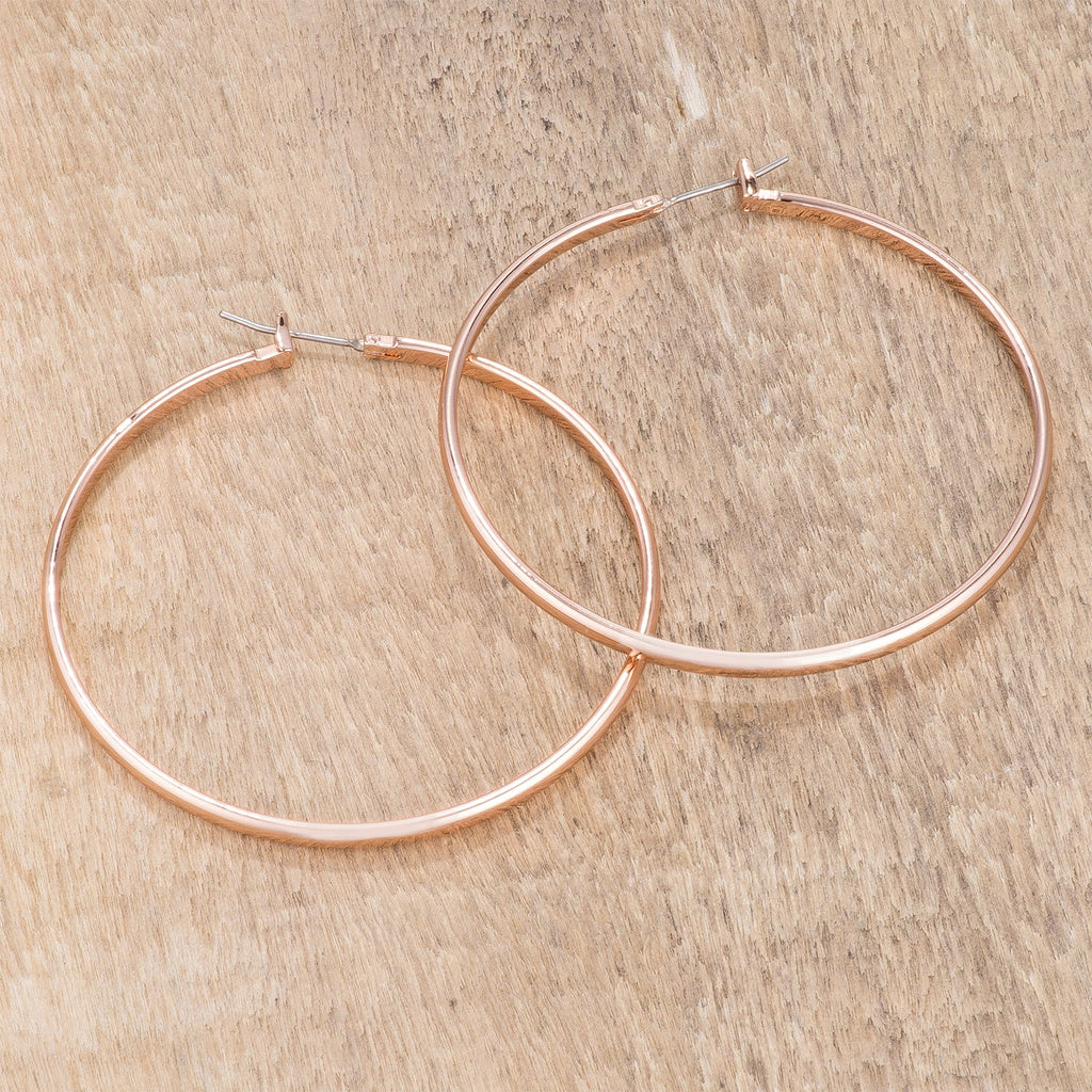 Striking Glow Modern Edit 55mm Rose Gold Plated Classic Hoop Earrings - Friggin Jewelry Fashion