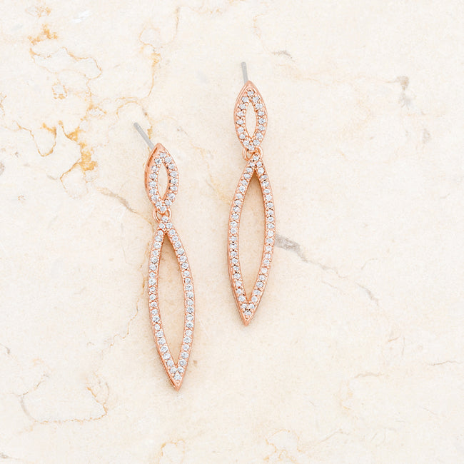 Coveted Spark Signature Edit Sara 1.2ct CZ Rose Gold Delicate Double Teardrop Drop Earrings - Friggin Jewelry Fashion