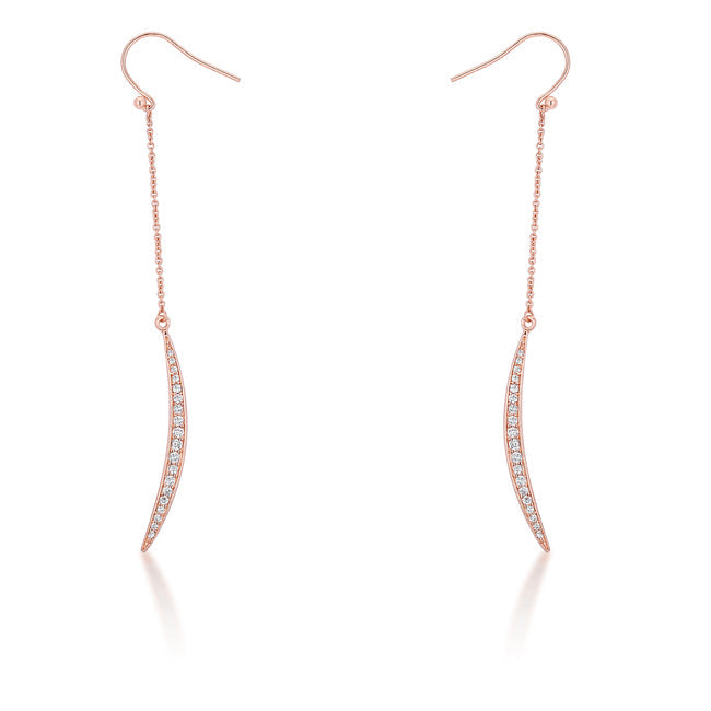 Couture Whisper Signature Line Luna 0.5ct CZ Rose Gold Delicate Moon Drop Earrings - Friggin Jewelry Fashion