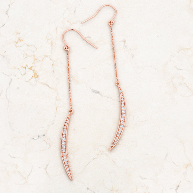 Couture Whisper Signature Line Luna 0.5ct CZ Rose Gold Delicate Moon Drop Earrings - Friggin Jewelry Fashion