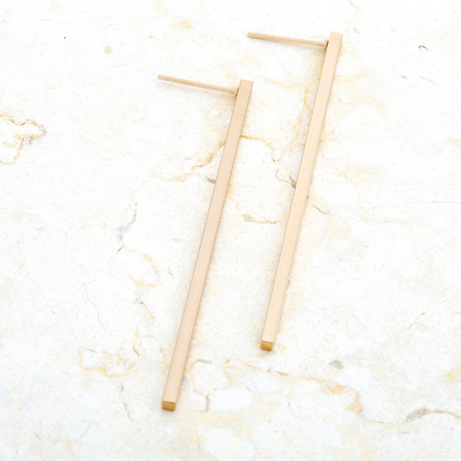 Lustre Detail Studio Line Carolee Gold Stainless Steel Line Drop Earrings - Friggin Jewelry Fashion