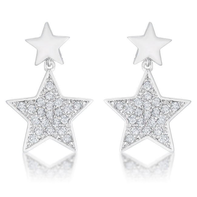 Iconic Whisper Everyday Line Bianca 0.5ct CZ Rhodium Star Drop Earrings - Friggin Jewelry Fashion