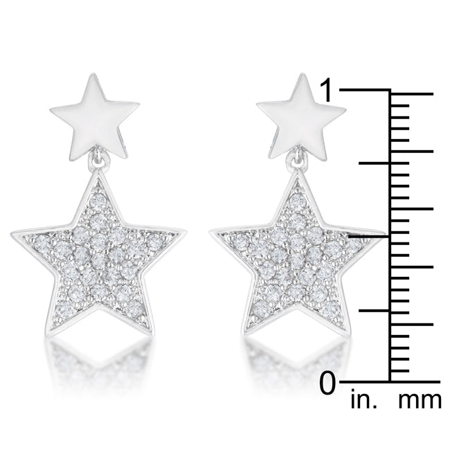 Iconic Whisper Everyday Line Bianca 0.5ct CZ Rhodium Star Drop Earrings - Friggin Jewelry Fashion