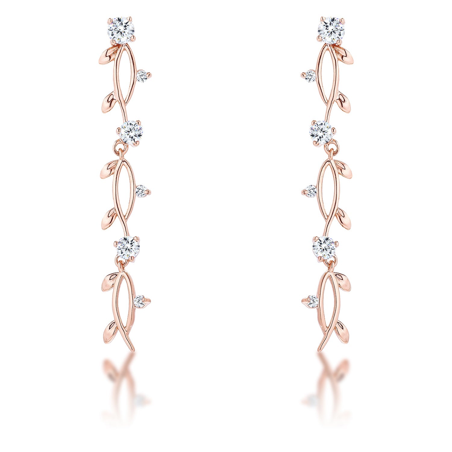 Sleek Form Signature Edit 1.1Ct Vine Design Rose Gold Plated Earrings - Friggin Jewelry Fashion