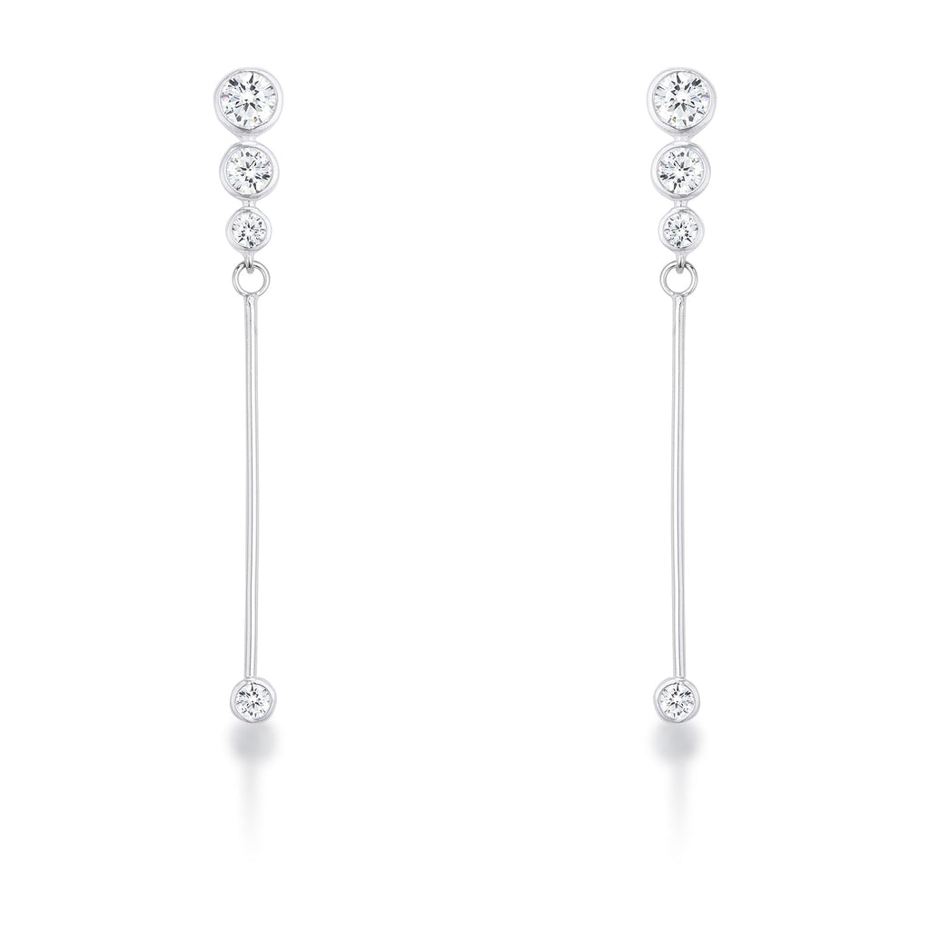 Modern Heroine Classic Edit 1.2Ct Graduated Rhodium Plated Drop Cubic Zirconia Earrings. - Friggin Jewelry Fashion