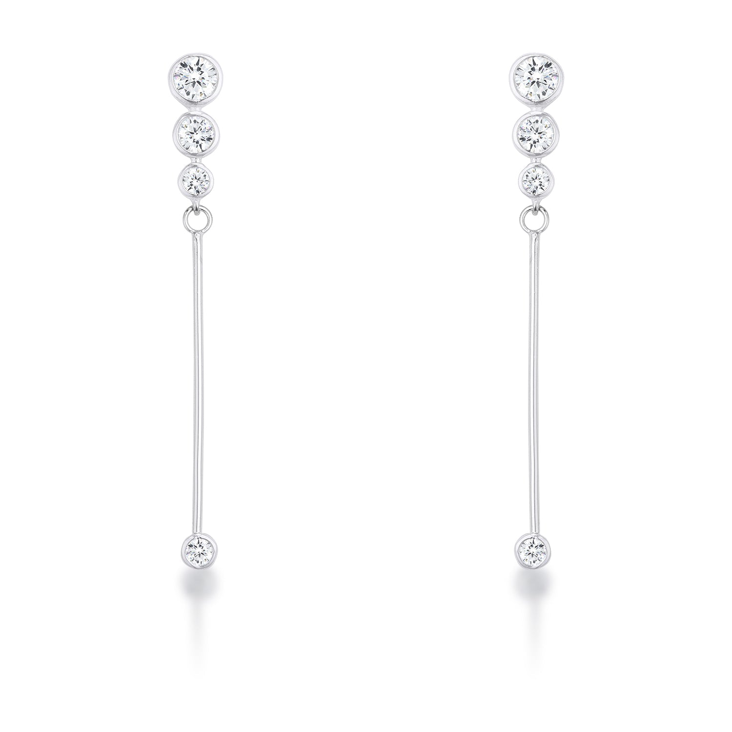 Modern Heroine Classic Edit 1.2Ct Graduated Rhodium Plated Drop Cubic Zirconia Earrings. - Friggin Jewelry Fashion